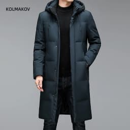 2026 winter long style Men's 90% White Duck Down coat warm Down Jackets hat detachable fashion Men thicken Jacket size M-5XL