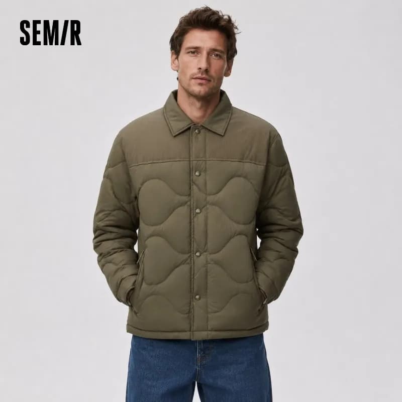Semir Down Jacket Men Winter 80% Down Fill Three-Resistant Shirt-Style Liner 2026 New Patchwork Fashion Outerwear Men's Wear