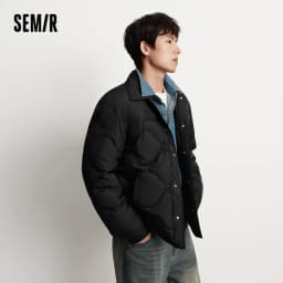 Semir Down Jacket Men Winter 80% Down Fill Three-Resistant Shirt-Style Liner 2026 New Patchwork Fashion Outerwear Men's Wear