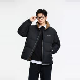 Metersbonwe Men's Winter Puffer Jacket Short Thickened down Coat Stand Collar Outdoor Elastic Cuffs Duck down Filling Trendy