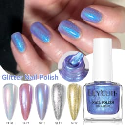 LILYCUTE 7ml Glitter Nail Polish Colorful Bright Shining Pearl Effect Shell Nail Art Varnish No Need Lamp