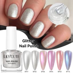 LILYCUTE 7ml Glitter Nail Polish Colorful Bright Shining Pearl Effect Shell Nail Art Varnish No Need Lamp