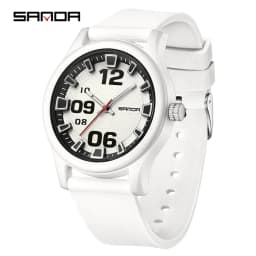 SANDA 3252 Popular Student Quartz Watch Fashionable And Simple Waterproof Silicone Tape Children's Quartz Watch 2024