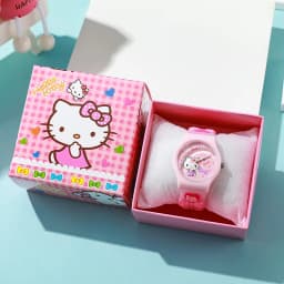 3D Hello Kitty Children's Watches with box Cinnamoroll Kuromi Melody Girls Watch Anime Action Figures Model Toys Kid Clock Gift