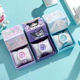 3D Hello Kitty Children's Watches with box Cinnamoroll Kuromi Melody Girls Watch Anime Action Figures Model Toys Kid Clock Gift