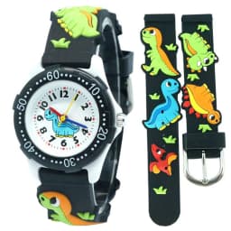 Cute 3D Dinosaur Cartoon Kids Watch Rubber Strap Boys Girls Silicone Quartz Wristwatch Child Brand Timepiece