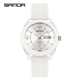 SANDA New 6287 Male And Female Students Leisure Exam Quartz Watch Night Light Waterproof Double Calendar Quartz Watch