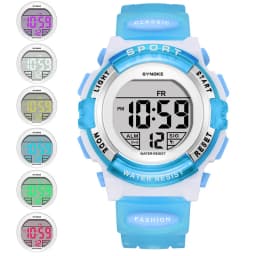 Synoke Kids Digital Watches Colorful Light PU Strap 50M Waterproof Led Sport's Children Wristwatch Boy Girl Alarm Clock