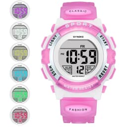 Synoke Kids Digital Watches Colorful Light PU Strap 50M Waterproof Led Sport's Children Wristwatch Boy Girl Alarm Clock