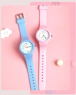 Pink Quartz Children Watches Silicone Strap Waterpoof Blue Analog Kids Wriwtches for Girls Boys