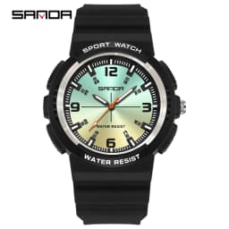 SANDA New 3284 Fashion Student Quartz Watch Simple Waterproof Silicone Strap Night Light Male and Female Student Quartz Watch 