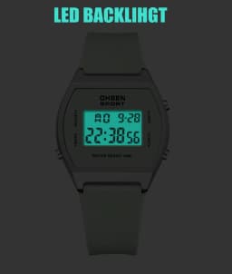 Original OHSEN Digital Quartz Children Boys Sport Watches 30M Waterproof Black Rubber Band Fashion LED Swimming Wristwatch Gift
