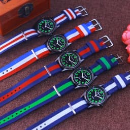 Chaoyada Woman Man Color Stripe Canvas Strap Wrist Watches Children Child Boys Girls Students Fluorescent Digital Test Watches