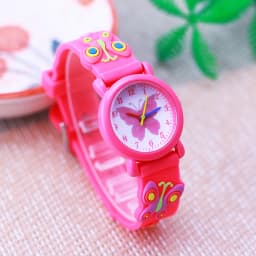 2026 Children Fashion Beauty Pink Watches Girls Students Little Kids Butterfly Silicone Strap Water Resistant Watches 5 Colors