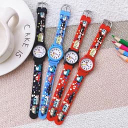 Chaoyada Fashion Boys Girls Little Cars Cartoon Strap Car Hands Personality Quartz Watches Students Kids Cool Gifts Watches