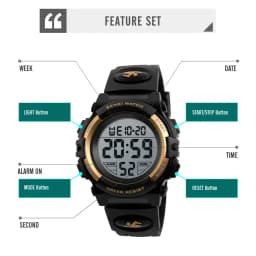 Skmei 1266 Timing Digital Children's Watch Boys and Girls' Alarm Clock 5Bar Waterproof Children's LED Watches 1258 1689 1999