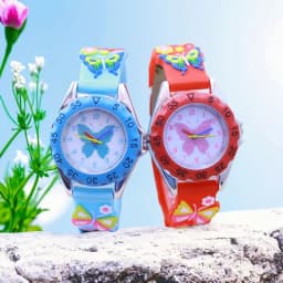 Children Boy Girl Learn Time Digital Quartz Watches Elementary School Student Cute Pink Butterfly Soft Strap Watches Kids Gifts