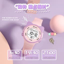 UTHAI DigitaWatch Girls and Boys Cute Meow Star Watches Kids Children Junior High School Waterproof Alarm Clock Electronic Watch
