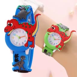 Cute Cartoon 3D Dinosaur Tyrannosaurus Rex Silicone Strap Children's Watch Kids Student Watch Baby Toy Birthday Gift
