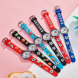 Kids Watches 3D Football Silicone Band Children Quartz Wristwatch Fashion Waterproof Sports Watch Clock for Boys Girls Students