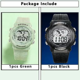 2pcs/Set Kids Electronic Watch Multifunction Sports Wristwatch LED Display Alarm Clock Watches for Boys Girls Students Gift