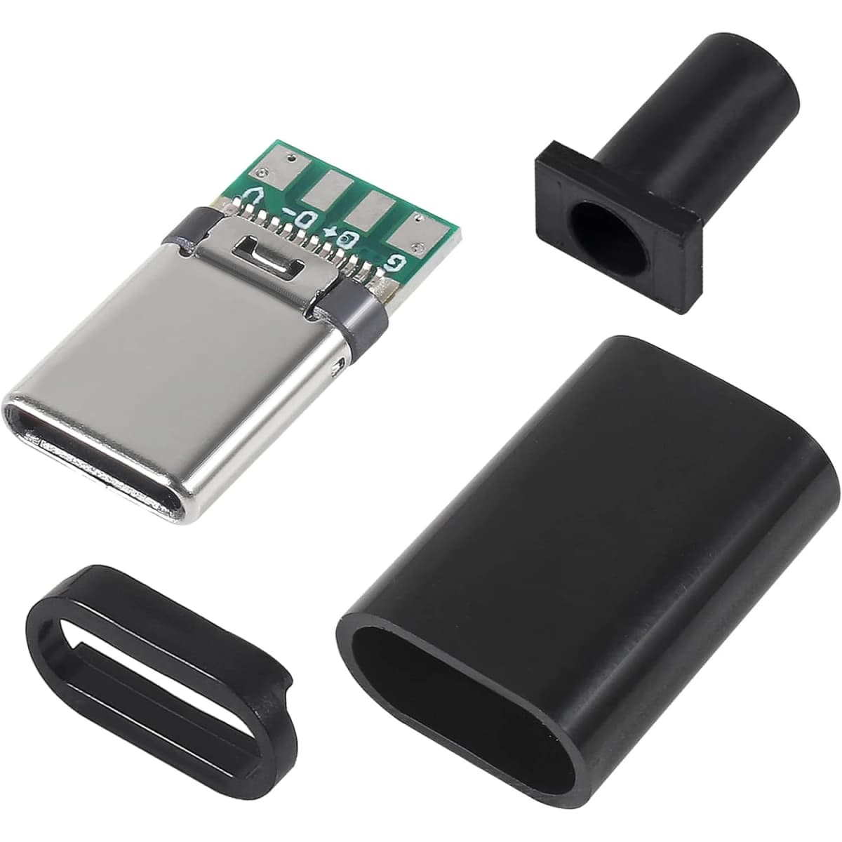 10 Pack USB C Connector - USB 3.1 Male Plug Port Type C Connector for Cable Repair - Solder Adapter with PCB Board black