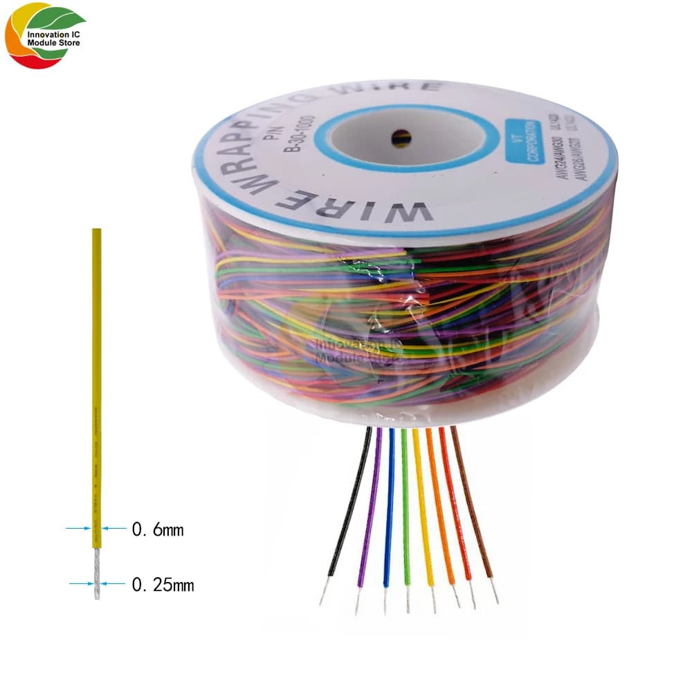 250M 30 AWG 8-Wire 0.25mm B-30-1000 UL1423 Colored Insulation Cable Copper Core Test Wrapping Wire Tinned Copper Solid Wire Line