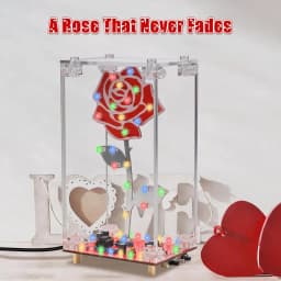 DIY Rose Soldering Practice Kit LED Flower Electronics Project with Acrylic Case Flashing Light Built-in Music Assembly Kits