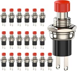 1A 250V AC 7mm Mini Momentary Push Button Switch PBS-110 NO Black/Red Switch Button with Soldering Foot for Electronic Device