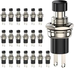 1A 250V AC 7mm Mini Momentary Push Button Switch PBS-110 NO Black/Red Switch Button with Soldering Foot for Electronic Device