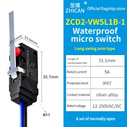 ZHICAN ZCD2-VW IP67 Waterproof Micro Switch NO NC Wired Limit Switch 2 Wire 3 Wire Forklift Automotive