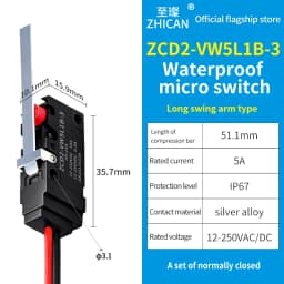 ZHICAN ZCD2-VW IP67 Waterproof Micro Switch NO NC Wired Limit Switch 2 Wire 3 Wire Forklift Automotive