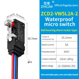 ZHICAN ZCD2-VW IP67 Waterproof Micro Switch NO NC Wired Limit Switch 2 Wire 3 Wire Forklift Automotive