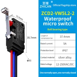 ZHICAN ZCD2-VW IP67 Waterproof Micro Switch NO NC Wired Limit Switch 2 Wire 3 Wire Forklift Automotive