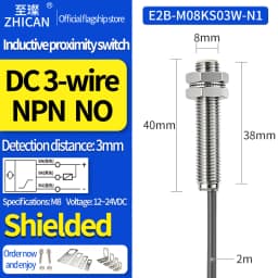 ZHICAN E2B M8 Long Range Inductive Proximity Sensor 6mm NPN PNP NO NC 3 Wire DC24V Industrial Metal Detection