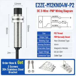 ZHICAN E2ZE M8 M12 Inductive Proximity Sensor Oil Resistant Waterproof NPN PNP NO 3 Wire DC12-24V Metal Detection