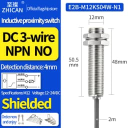 ZHICAN E2B M12 Inductive Proximity Sensor 10mm Long Distance NPN PNP NO NC 3 Wire 24V Metal Detection Switch