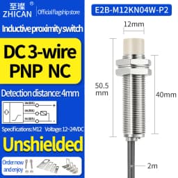 ZHICAN E2B M12 Inductive Proximity Sensor 10mm Long Distance NPN PNP NO NC 3 Wire 24V Metal Detection Switch