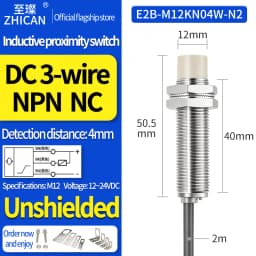 ZHICAN E2B M12 Inductive Proximity Sensor 10mm Long Distance NPN PNP NO NC 3 Wire 24V Metal Detection Switch