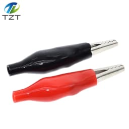 10pcs/lot 28MM Metal Alligator Clip G98 Crocodile Electrical Clamp for Testing Probe Meter Black and Red with Plastic Boot Rated