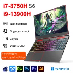 S6 16.1 Inch Gaming Laptop RTX 4050 6G Intel Core I9-13900H I7-8750H Windows 11 Pro Max 64GB 2*DDR5 2*M.2 4TB Office Computer