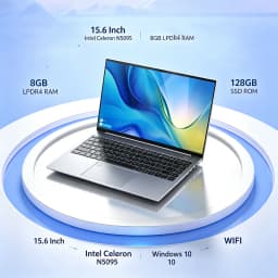 15.6 Inch Laptop PC 8GB LPDDR4 RAM 128GB SSD ROM Windows 10 Computer 4-Core Processor WIFI Intel Celeron N5095 CPU 2.00GHz
