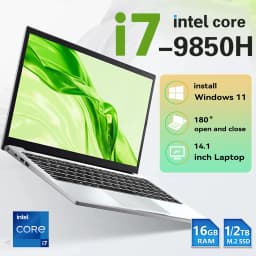 2026 New Intel Core i7-9850H/Atom A3950 Portable Laptop Windows 11 Pro 12GB RAM 1TB 2TB M.2 SSD 14.1 inch Office Study Computer