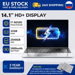 2026 14.1' Windows 11 I7 Laptop Computer Intel Core I7 8650U 32GB 512GB 1048GB Laptops Office Computer Fingerprint Unlock Notebook PC