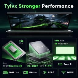 18.5' FHD Laptop Computer, 16GB RAM 1TB SSD, Dual-Core M3-8100Y up to 3.4GHz, HDMI, RJ45, Large Screen Notebook for Student, Home Business, Multitasking & Entertainment