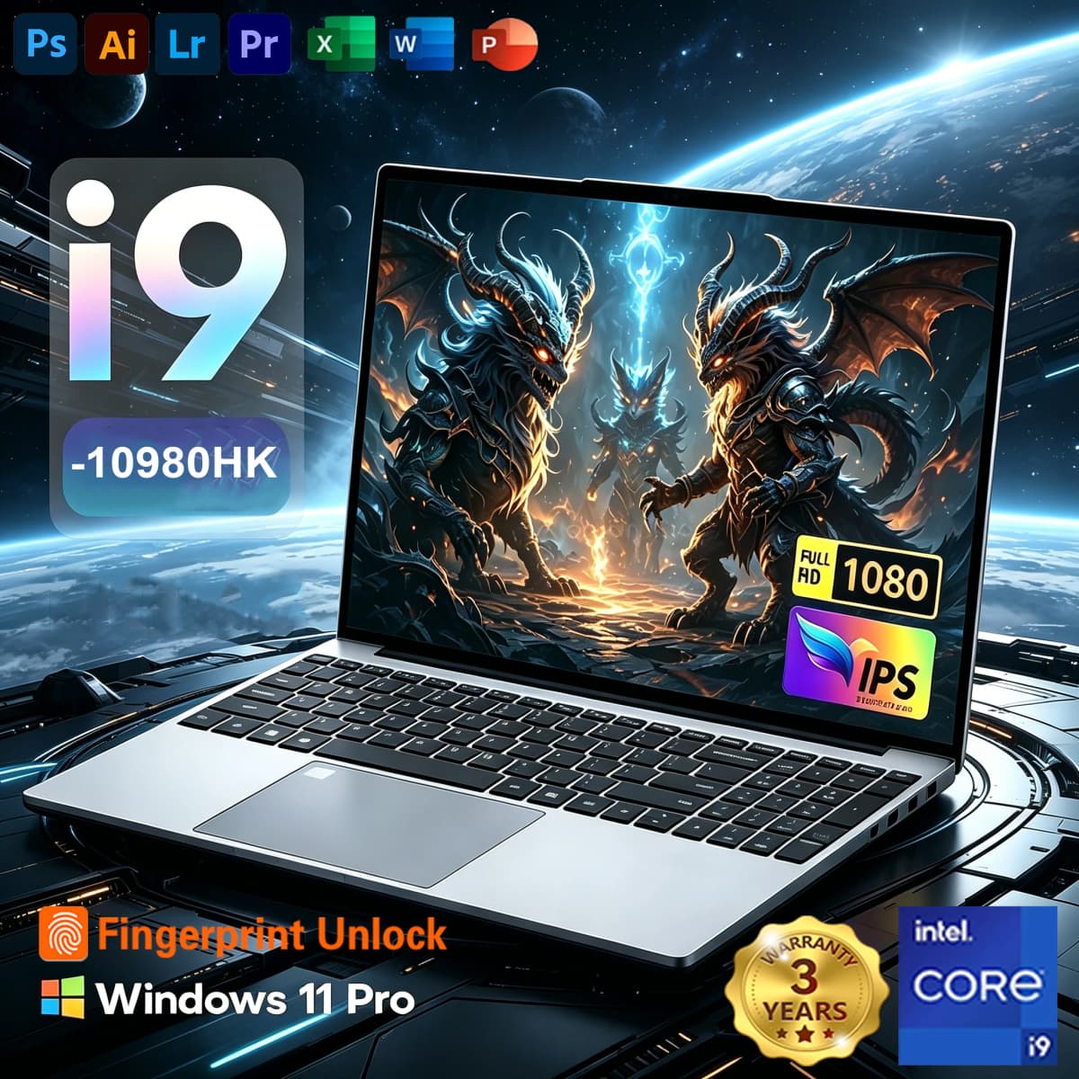 Laptop 15.6' Windows 11 Laptops Intel Core I9-10980HK 16GB RAM 1TB SSD Gaming Laptop Fingerprint Unlock Game Backlight Computer