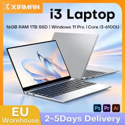 Xiaman Ultra Slim 14.1 Inch Laptop Computer Intel Core I3-6100U 16GB RAM 1TB 2TB SSD 1920*1080 FHD Display Windows 11 Office Study Laptops PC