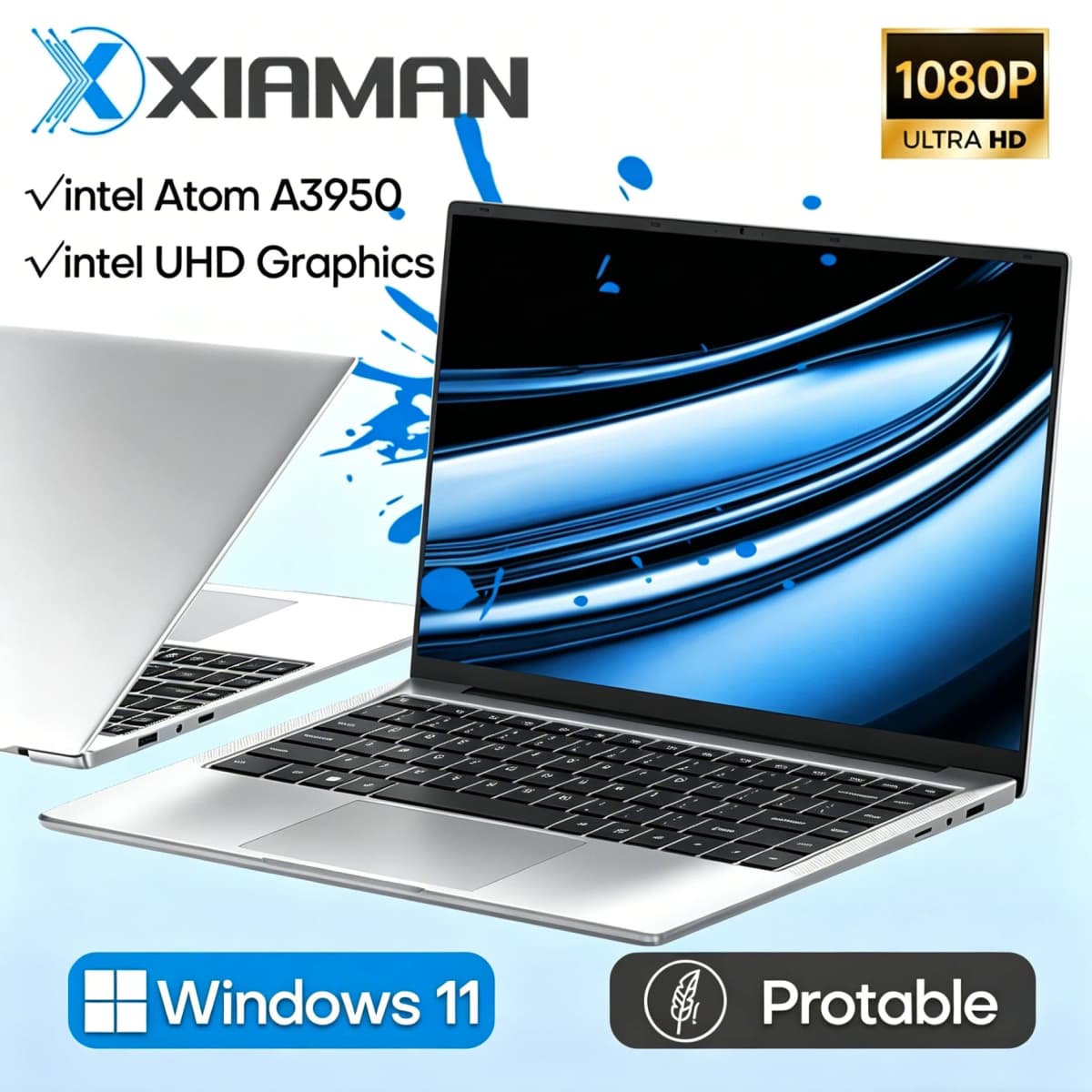 Xiaman Portable Laptop Windows 11 Pro Intel A3950 UHD Graphics Laptop Computers 12GB DDR 1TB 2TB SSD Wifi5 IPS 1080P Notebook PC