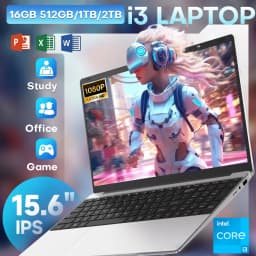 Xiaman 15.6" Laptop Computer Intel Core i3 Notebook PC Fingerprint Unlock Windows 11 Pro 16GB RAM 512GB 1TB SSD HD 1080P Laptops