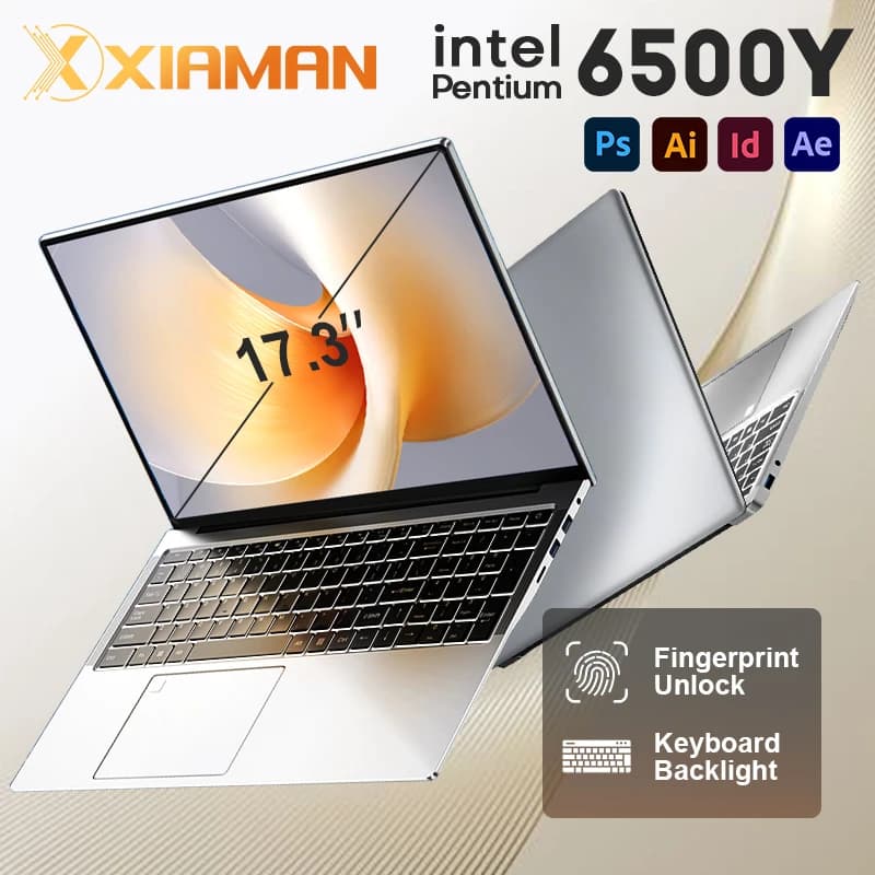 Xiaman 17.3 inch Intel Pentium Gold 6500Y Laptop Computer Windows 11 Pro 16Gb RAM 512GB SSD Portable Notebook Pc Backlight Office Study Laptops